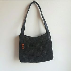 NWOT Relativity black woven boho bead charm snap closure shoulder bag